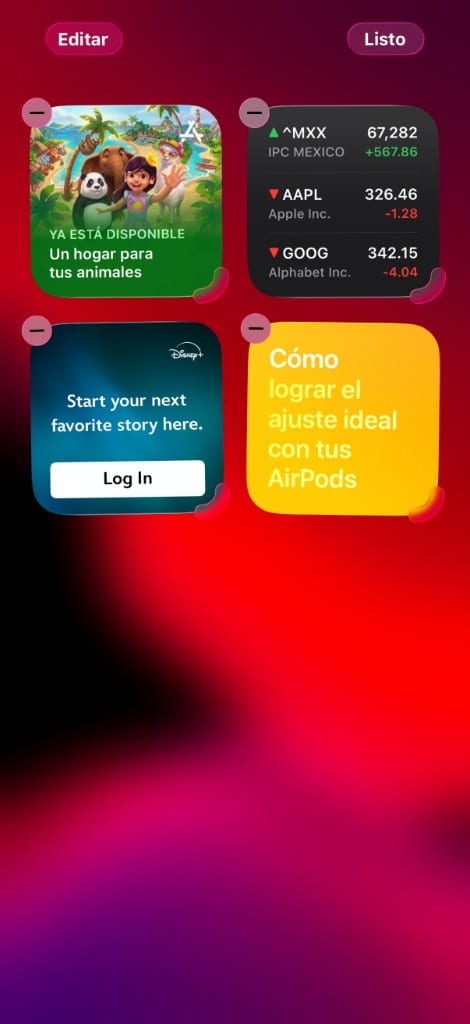 Editar la pantalla de inicio
